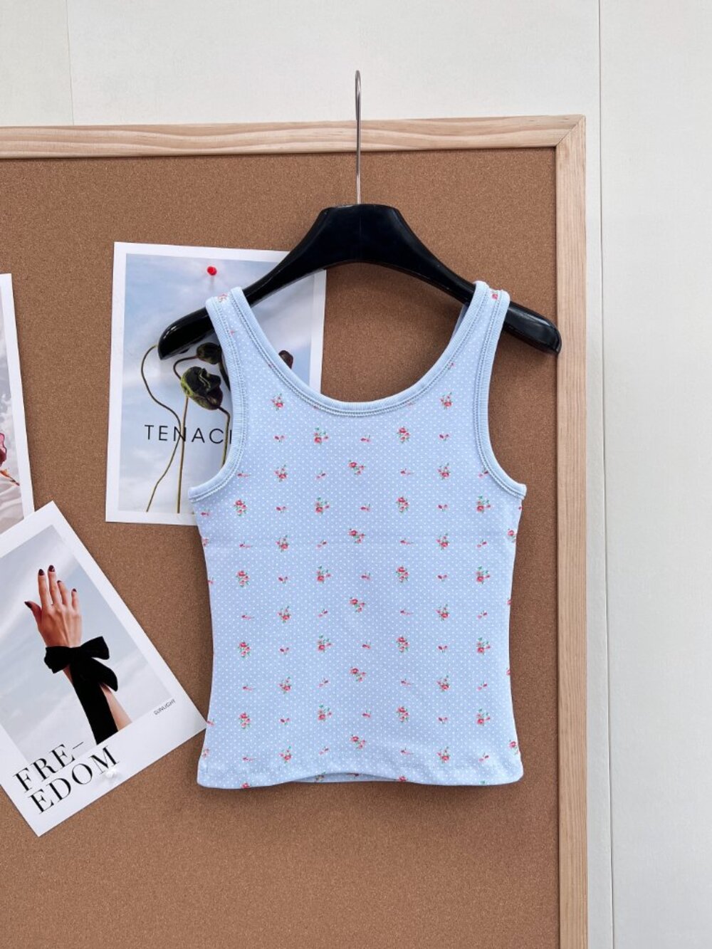 Prada Ditsy Floral Light Blue Tank Top - Picture 2 of 11